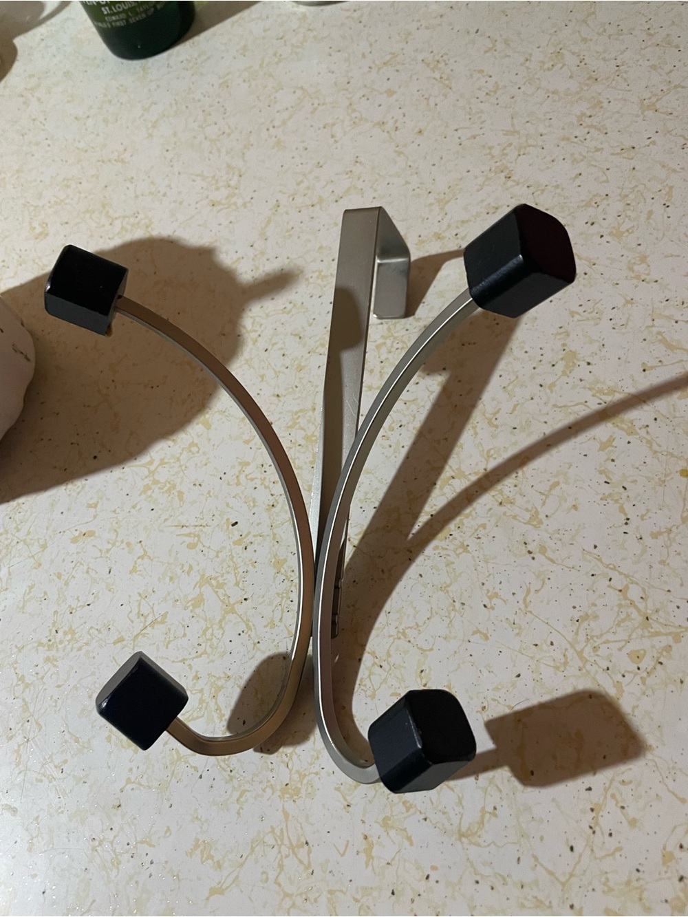 Modern Silver Wall Hook Rack with Black Square Tips